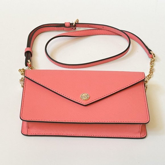 Michael Kors Jet Set Travel Small Envelope Crossbody Bag Wallet Clutch Tea Rose - Picture 6 of 11